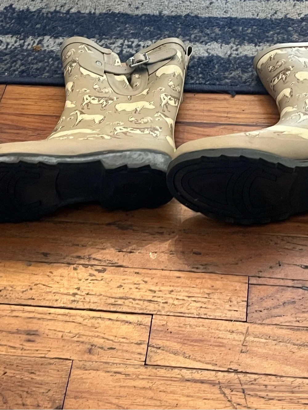 Beige Animal Print Rain Boots